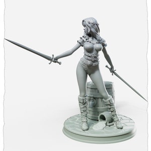 Jalissa, Standing 32/75mm | Female Miniatures | Pin up | 3d Printed Resin Mini | Fantasy | Dungeons & Dragons | Pathfinder | RPG | Tabletop