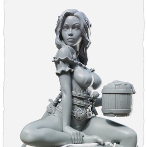 Jalissa, Sitting 32/75mm | Female Miniatures | Pin up | 3d Printed Resin Mini | Fantasy | Dungeons & Dragons | Pathfinder | RPG | Tabletop