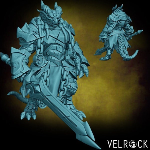 Dragonborn Paladin | Velrock | 3d Printed Resin Miniature | Mini | Fantasy | Dungeons & Dragons | Pathfinder | RPG | Tabletop