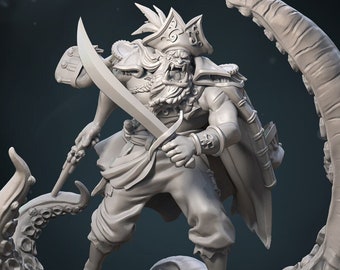 Orc Pirates, Males - 2 Variations | Great Grimoire | 3d Printed Resin Miniature | Mini | Dungeons & Dragons | Pathfinder | RPG | Tabletop