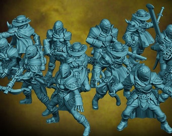 Bounty Hunters, Fighters, 8 Variations | Velrock | 3d Printed Resin Miniature | Mini | Fantasy | Dungeons & Dragons | Pathfinder | Tabletop