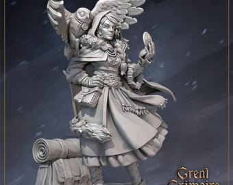 Eira by Great Grimoire | 3d Printed Resin Fantasy Miniature for RPG | Tabletop Gaming | Dungeons & Dragons | Pathfinder