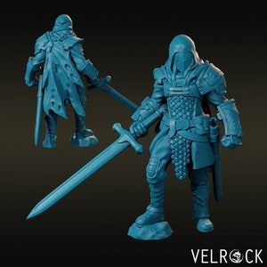 Weary Knight With Greatsword | Velrock | 3d Printed Resin Miniature | Mini | Fantasy | Dungeons & Dragons | Pathfinder | RPG | Tabletop Game