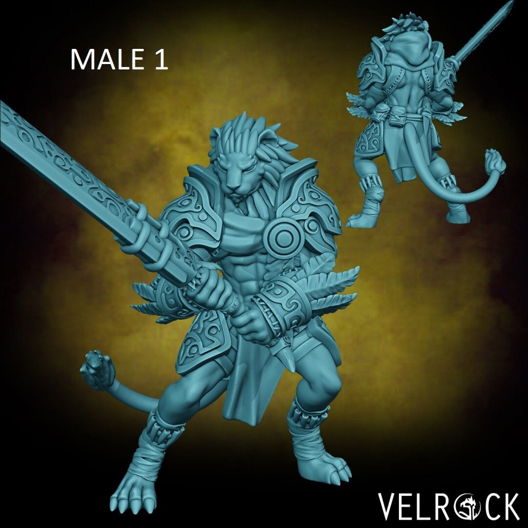 Leonin Warriors - Male Lion Tribe - Miniature - Mini - Figure - Model…