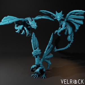 Fairy Dragons, 3 Minis | Velrock | 3d Printed Resin Miniature | Mini | Fantasy | Dungeons & Dragons | Pathfinder | RPG | Tabletop Gaming