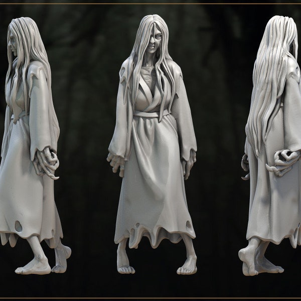 Sadako, Reflection of the Curse | Great Grimoire | 3d Printed Resin Miniature | Mini | Dungeons & Dragons | Pathfinder | RPG | Tabletop Game