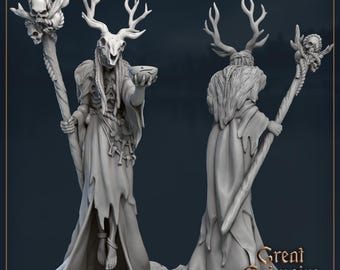 Shaman by Great Grimoire | 3d Printed Resin Fantasy Miniature for RPG | Tabletop Gaming | Dungeons & Dragons | Pathfinder