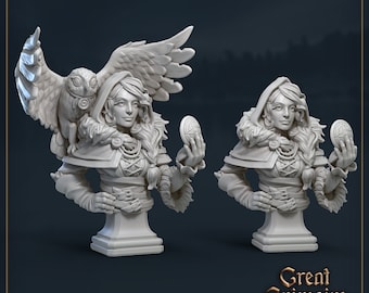 Eira Bust | Great Grimoire | 3d Printed Resin Miniature | Mini | Fantasy | Dungeons & Dragons | Pathfinder | RPG | Tabletop Gaming