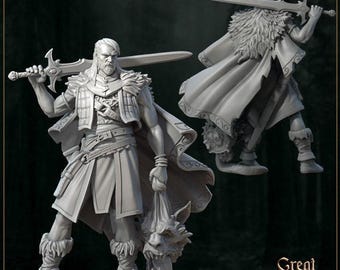 Wylder, the Monster Hunter - 3 Poses | Great Grimoire | 3d Printed Resin Miniature | Mini | Dungeons & Dragons | Pathfinder