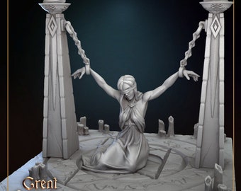 Sacrifice Girl | Great Grimoire | 3d Printed Resin Miniature | Mini | Fantasy | Dungeons & Dragons | Pathfinder | RPG | Tabletop Gaming