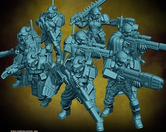 Tempest Guards Elite Unit - Fem. | Velrock | 3d Printed Resin Miniature | Mini | Fantasy | Dungeons & Dragons | Pathfinder | RPG | Tabletop