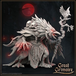 Blood Moon Shaman | Great Grimoire | 3d Printed Resin Miniature | Mini | Fantasy | Dungeons & Dragons | Pathfinder | RPG | Tabletop Gaming