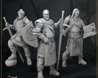 The Crusaders | Great Grimoire | 3d Printed Resin Miniature | Mini | Fantasy | Dungeons & Dragons | Pathfinder | RPG | Tabletop Gaming