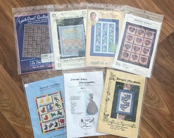 Seven quilt patterns, baby quilts, wall hangings