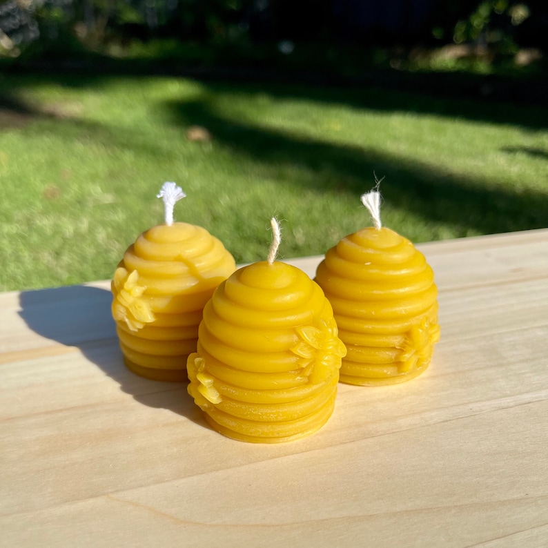 etsy.com | 3 Pack Pure Beeswax Beehive Candles