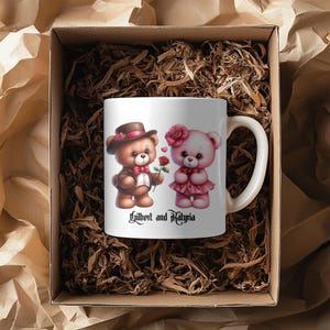 Personalized I Love You Bear Couple Mug | Custom Names | Romantic Gift for Valentine&#39;s, Anniversary, Birthday | 11 Oz BPA Free Ceramic