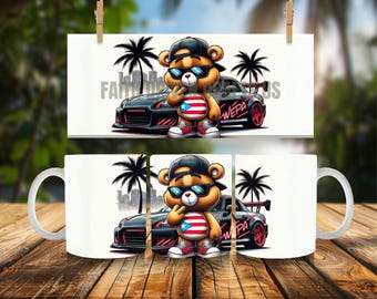 Puerto Rico Mug Wrap | Bear with Flag (Digital Designs)