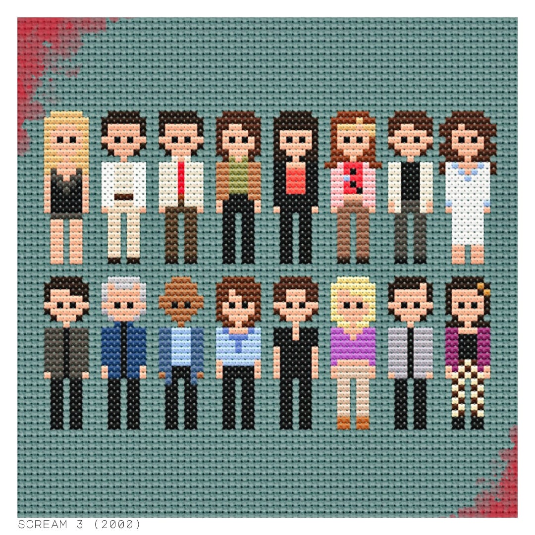 Scream 3 (2000) Parody - Cross Stitch Pattern - Horror - Pixel Art