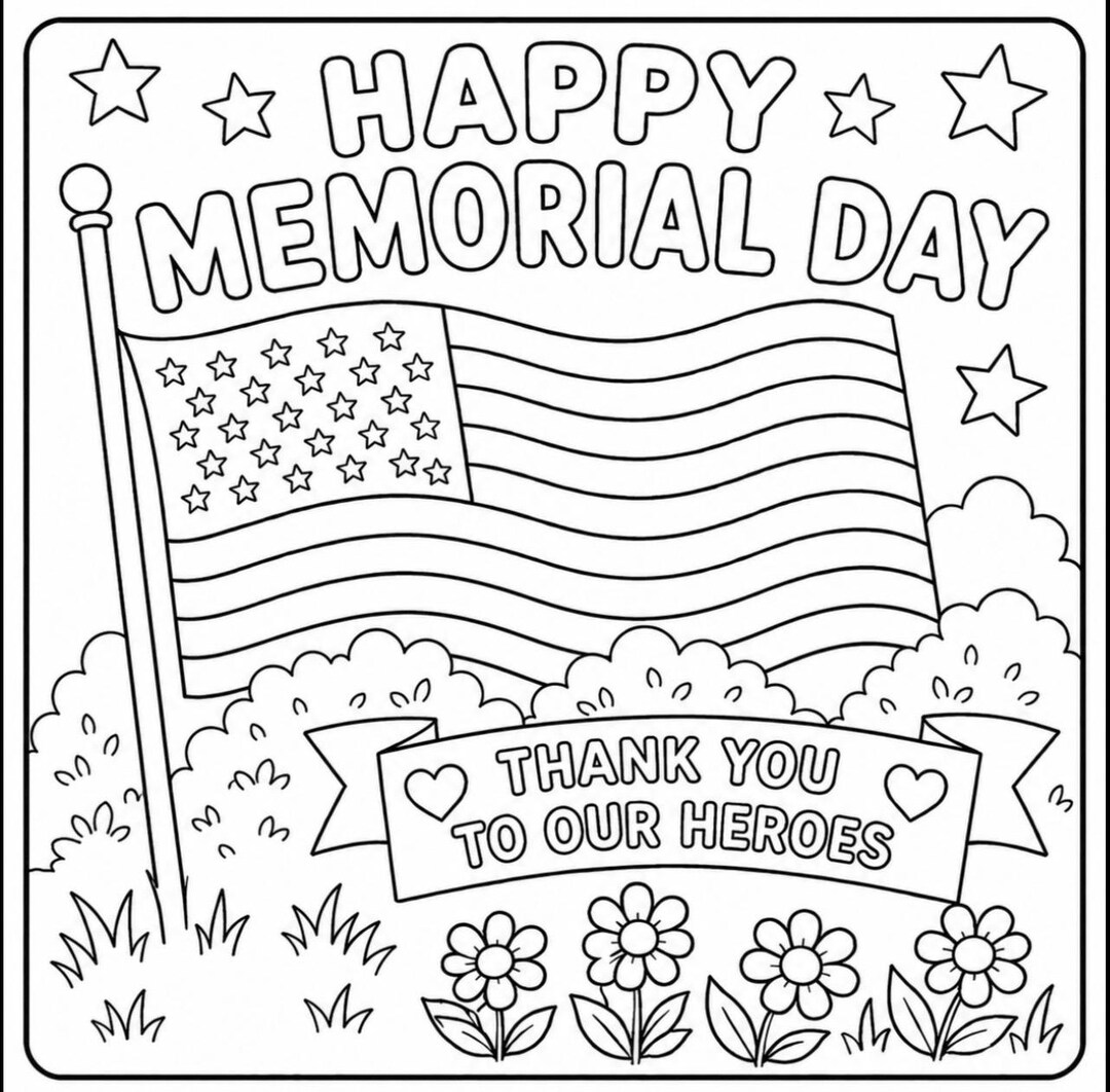 Memorial Day Coloring Page - Etsy