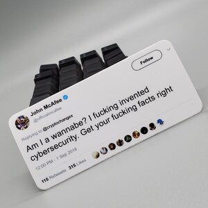 John McAfee Invented Cybersecurity Tweet Sticker