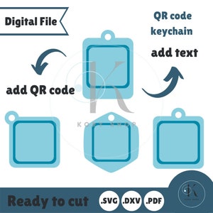 QR code digital file keychain, social media file, SVG file, ready to cut, Glowforge file, scan to fallow, small business accessory