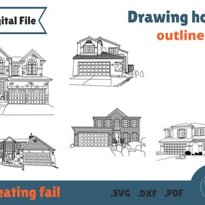 Custom drawing house outlines, SVG file ready for engraved, personalization house warming gift, realtor closing gift