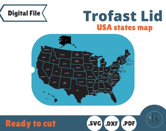 USA states map for Trofast Lid template for IKEA Flisat Sensory Table, Small and Large lids, laser cut file, Glowforge tested