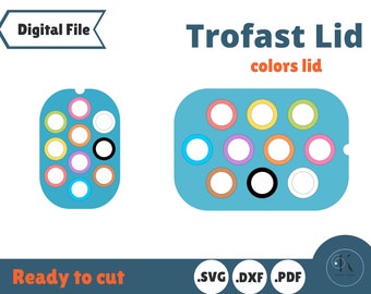 Colors ring sorting Trofast Lid SVG for IKEA Flisat Sensory Table, Small and Large lids, laser cut file, Glowforge tested