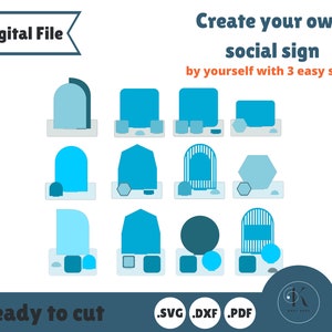Business display for small business, Digital file Social Media and Payment File, Let's get social, SVG file, Glowforge file