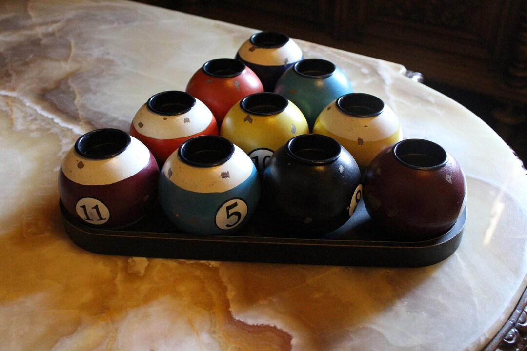 Vintage Candle Holder Set in Billiard Ball Design Etsy