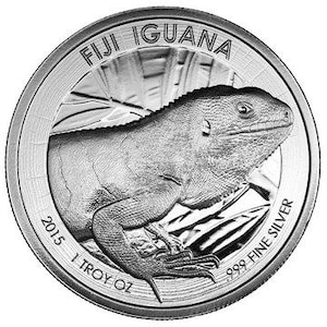 1 oz .999 Fine Silver Bullion Fiji Iguana Coin 2015 BU