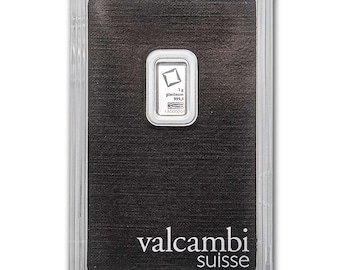 1 Gram 999.5 Fine Platinum Bar VALCAMBI Sealed in Assay