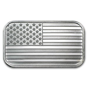 SALE! 1 oz .999 Fine Silver Bullion Bar AMERICAN FLAG Design