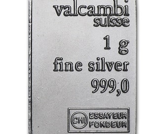 1 Gram .999 Fine Silver Bullion Bar VALCAMBI SUISSE Secondary Market