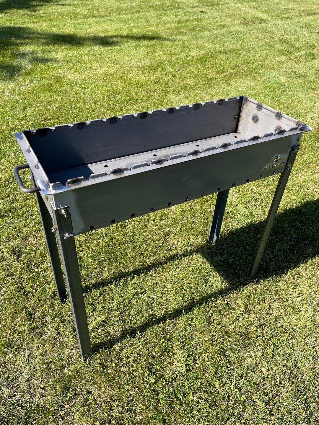 Timeless Steel Large Heavy-Duty BBQ Grill / Mangal - 11 Gauge Steel (3mm), Wood Fired, 34" Length