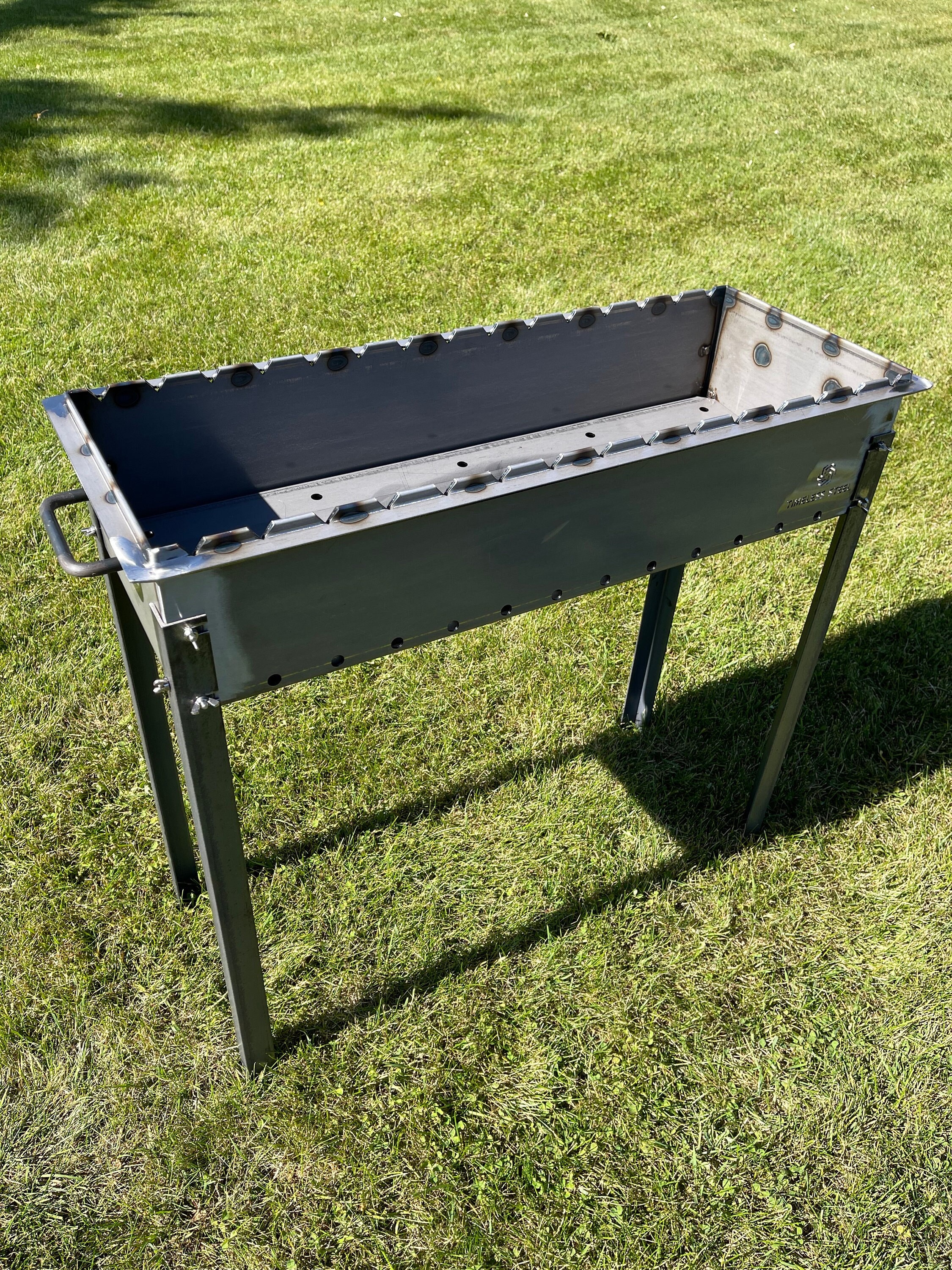 SpitJack Portable Camping grill. Cook Over A Fireplace or Campfire with An All Stainless Steel Cooking Grate and Drip Pan