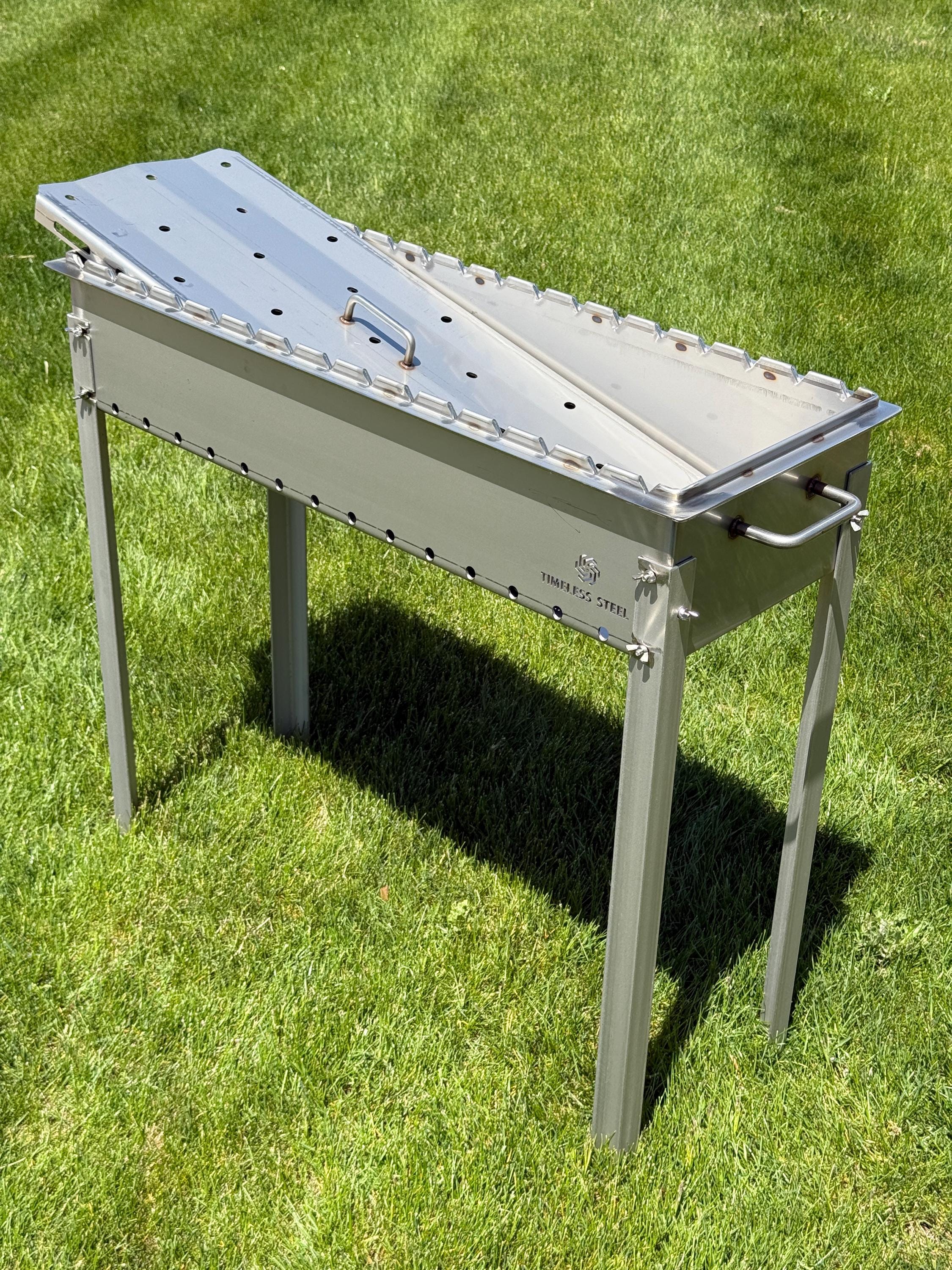 BBQ Grill Kasanhalter Für Mangal – Edelstahl, Außenmaße 29x27 Cm, Innendurchmesser 20 Cm, Stärke 1 Mm