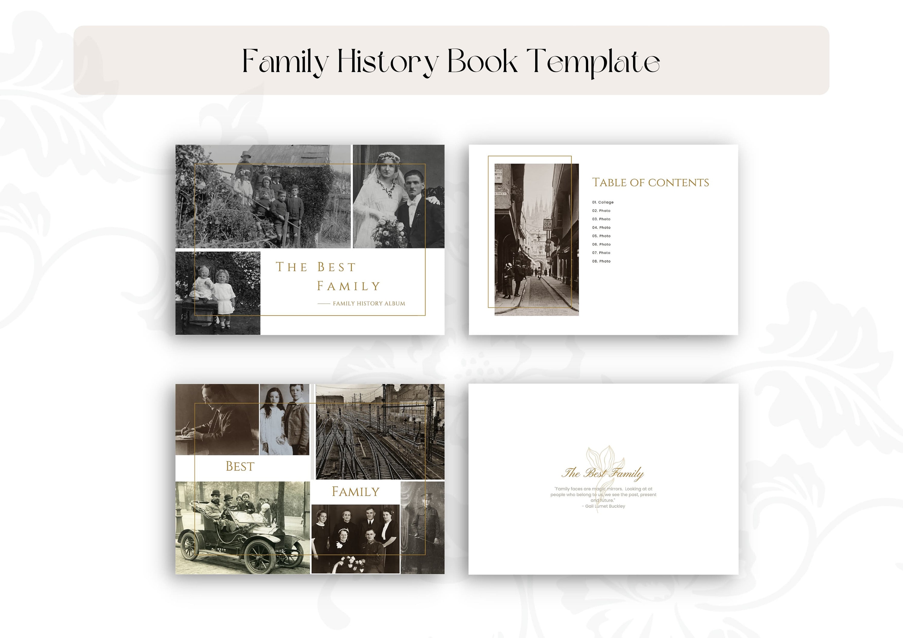 Family History Photo Book Template Canva Template Ancestry Genealogy Remembrance iPad Mac PC