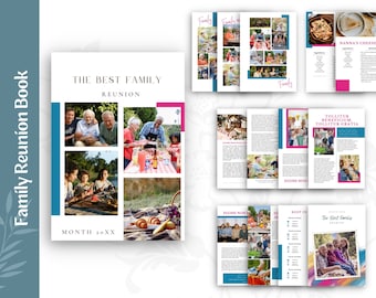 Family Reunion Booklet Editable Template | Canva Template | iPad Mac PC | Clean bright modern design