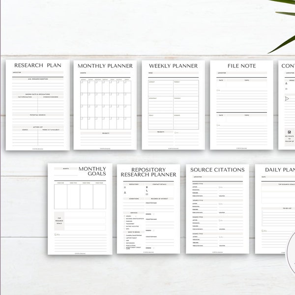 Family History Planners & Trackers Bundle | Worksheets | PDF | Genealogy | Seashell