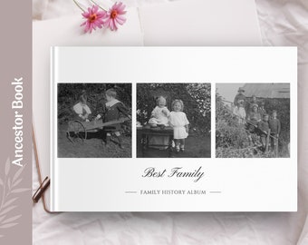 Familiegeschiedenis Fotoboek Sjabloon | Canva Template | Ancestry Genealogie Remembrance | iPad Mac PC |  Eenvoudig schoon elegant ontwerp