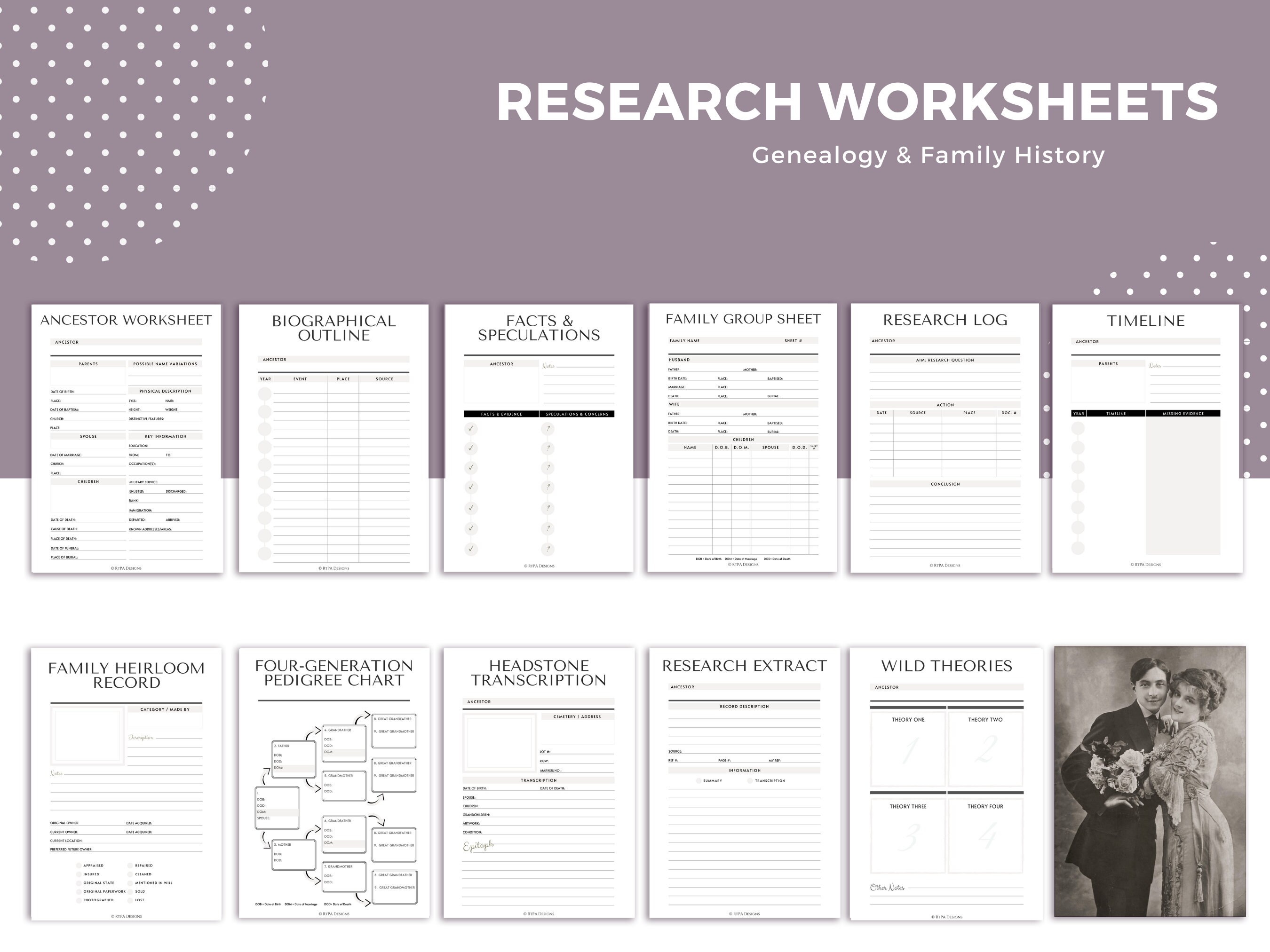 family history worksheet bundle worksheets pdf genealogy etsy new zealand
