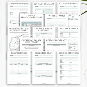 Family History Beginner&#39;s Bundle | Worksheets | PDF | Genealogy | Blue