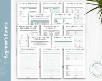 Family History Beginner&#39;s Bundle | Worksheets | PDF | Genealogy | Blue