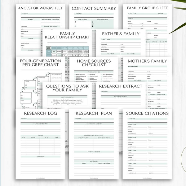 Family History Beginner's Bundle | Worksheets | PDF | Genealogy | Blue