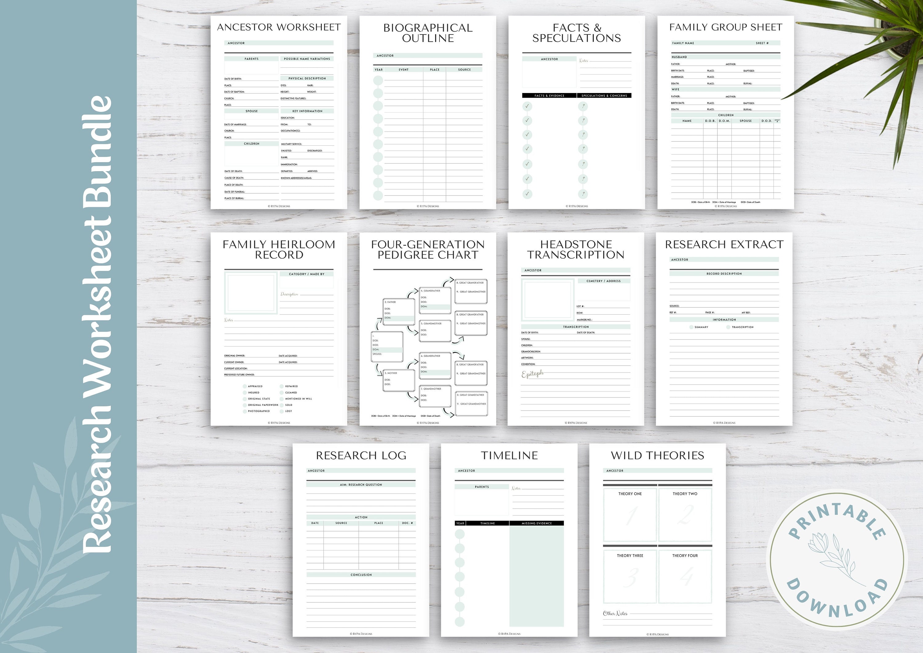 Family History Worksheet Bundle | Worksheets | PDF | Genealogy | Blue ...