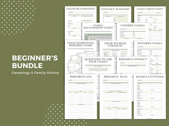 family history beginner s bundle worksheets pdf etsy new zealand