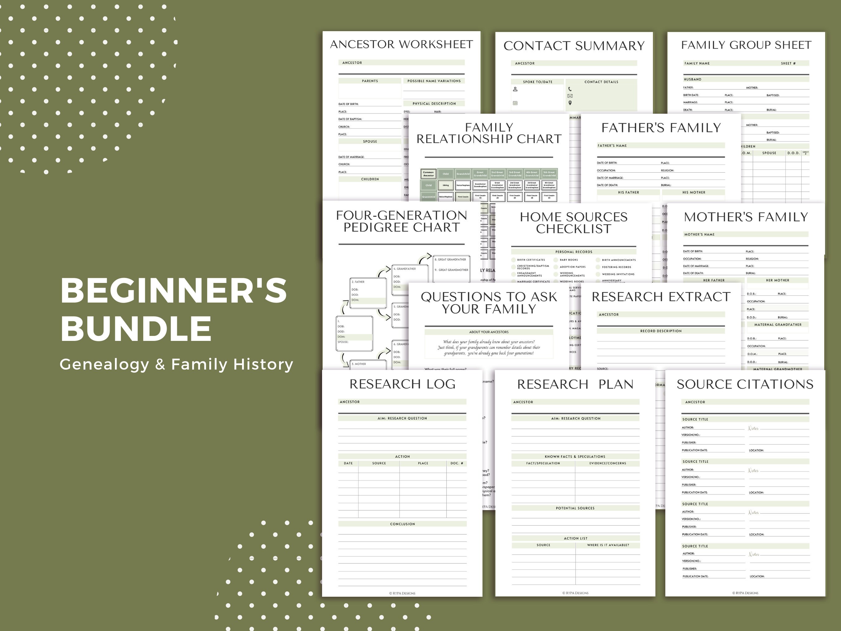 family history beginner s bundle worksheets pdf etsy new zealand