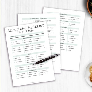 Australia 3-Page Research Checklist | Family History | Genealogy | Worksheets