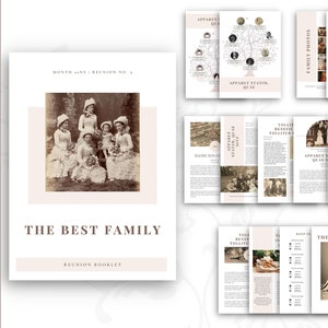 Family Reunion Booklet Editable Template | Canva Template | iPad Mac PC | Simple clean elegant design